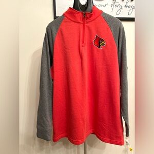 NWOT University of Louisville Cardinals Logo Red 1/4 Zip Sweatshirt Men’s XL